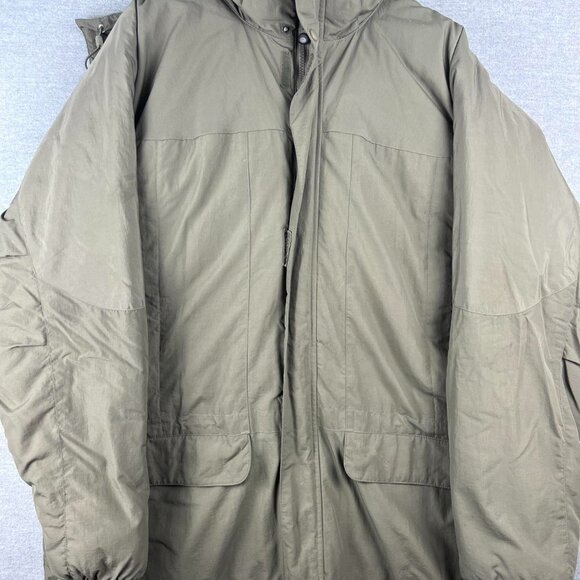 LL Bean Heavy Duty Down Puffer Parka Hooded Zip Collar Light Green Jacket XLT - Picture 1 of 5